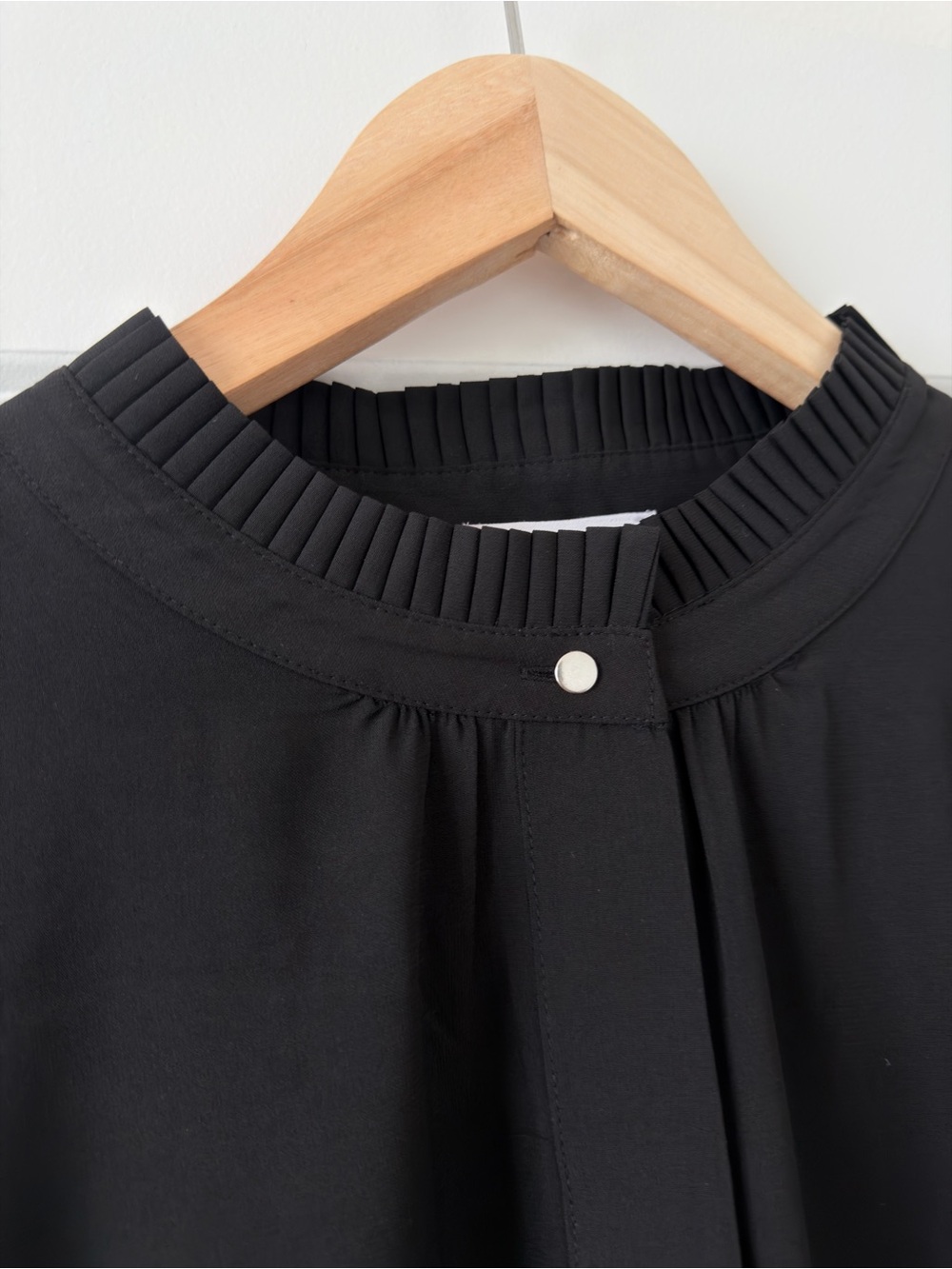 Calvin Klein Black Long-Sleeve Band-Collar Blouse